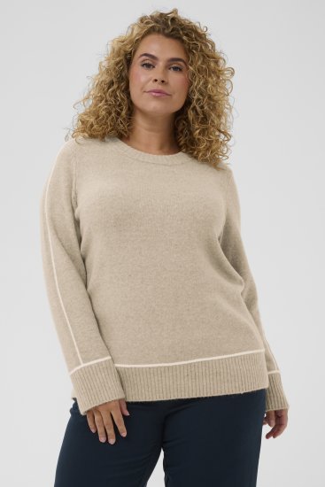 Kaffe Curve Jina Knit Pullover Feather Grey Melange - Stickade tröjor - 