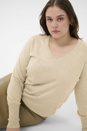 Kaffe Curve Lizzy Long Sleeve Pullover Feather Grey Melange - Stickade tröjor - 