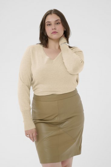 Kaffe Curve Lizzy Long Sleeve Pullover Feather Grey Melange - Stickade tröjor - 