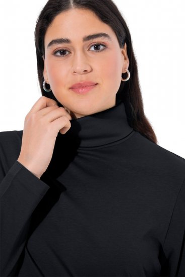 Ulla Popken Basic Long Sleeve Slim Fit Turtleneck Black - Collegetröjor & hoodies - Mjuka tröjor och hoodies i stora storlekar