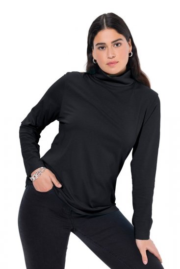 Ulla Popken Basic Long Sleeve Slim Fit Turtleneck Black - Collegetröjor & hoodies - Mjuka tröjor och hoodies i stora storlekar