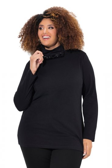 Ulla Popken Basic Long Sleeve Slim Fit Turtleneck Black - Collegetröjor & hoodies - Mjuka tröjor och hoodies i stora storlekar