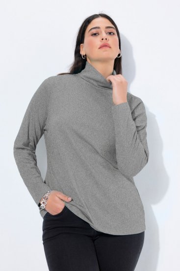 Ulla Popken Basic Long Sleeve Slim Fit Turtleneck Light Grey Melange - Collegetröjor & hoodies - Mjuka tröjor och hoodies i stora storlekar