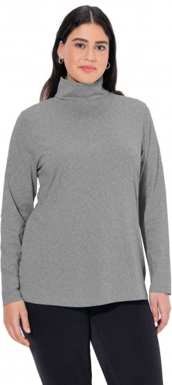 Ulla Popken Basic Long Sleeve Slim Fit Turtleneck Light Grey Melange - Collegetröjor & hoodies - 