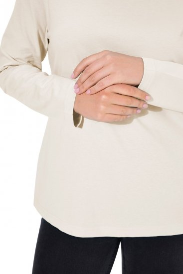 Ulla Popken Basic Long Sleeve Slim Fit Turtleneck Natural - Collegetröjor & hoodies - Mjuka tröjor och hoodies i stora storlekar