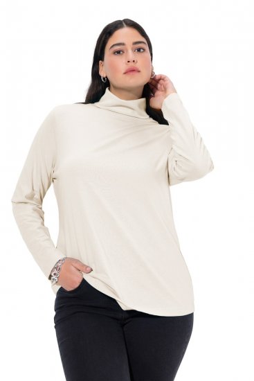 Ulla Popken Basic Long Sleeve Slim Fit Turtleneck Natural - Collegetröjor & hoodies - Mjuka tröjor och hoodies i stora storlekar