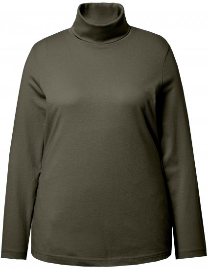 Ulla Popken Basic Long Sleeve Slim Fit Turtleneck Olive - Collegetröjor & hoodies - 