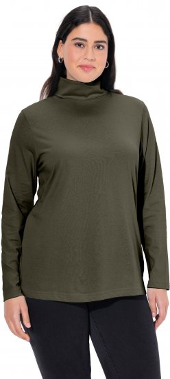 Ulla Popken Basic Long Sleeve Slim Fit Turtleneck Olive - Collegetröjor & hoodies - 