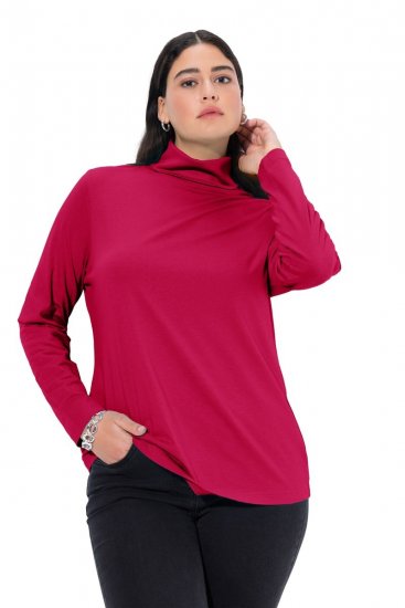 Ulla Popken Basic Long Sleeve Slim Fit Turtleneck Red - Collegetröjor & hoodies - Mjuka tröjor och hoodies i stora storlekar