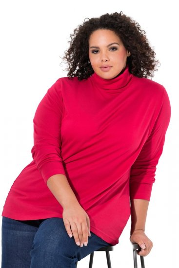 Ulla Popken Basic Long Sleeve Slim Fit Turtleneck Red - Collegetröjor & hoodies - Mjuka tröjor och hoodies i stora storlekar
