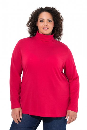 Ulla Popken Basic Long Sleeve Slim Fit Turtleneck Red - Collegetröjor & hoodies - Mjuka tröjor och hoodies i stora storlekar