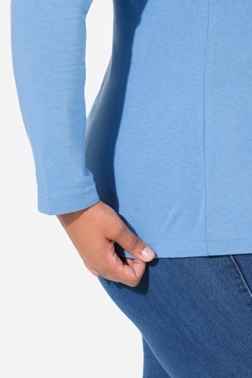 Ulla Popken Basic Long Sleeve Slim Fit Turtleneck Light Cornflower - Collegetröjor & hoodies - Mjuka tröjor och hoodies i stora storlekar