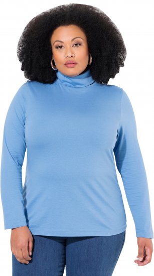 Ulla Popken Basic Long Sleeve Slim Fit Turtleneck Light Cornflower - Collegetröjor & hoodies - 