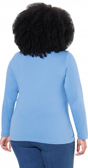 Ulla Popken Basic Long Sleeve Slim Fit Turtleneck Light Cornflower - Collegetröjor & hoodies - 