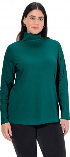 Ulla Popken Basic Long Sleeve Slim Fit Turtleneck Teal Green - Collegetröjor & hoodies - 