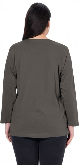 Ulla Popken Back To Basics V-Neck Relaxed Fit Cotton Tee Graphite Grey - T-shirts - 