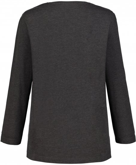Ulla Popken Back To Basics V-Neck Relaxed Fit Cotton Tee Charcoal Grey Melange - Ulla Popken - 