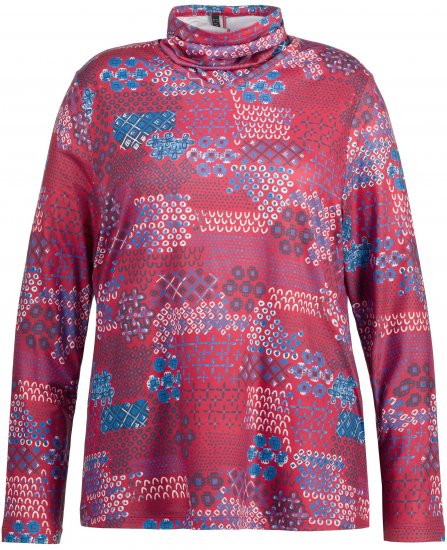 Ulla Popken Graphic Print Recycled Polyester Quick Dry Stretch Top Salsa Red - Tryckta T-shirts för dam i stora storlekar - 