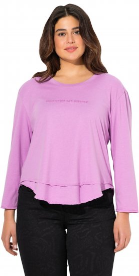 Ulla Popken Layered Look Memories Embroidered Long Sleeve Tee Amethyst - Tryckta T-shirts för dam i stora storlekar - 