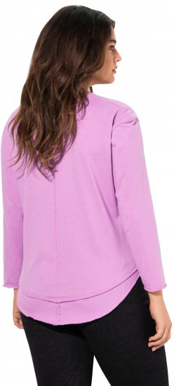 Ulla Popken Layered Look Memories Embroidered Long Sleeve Tee Amethyst - Tryckta T-shirts för dam i stora storlekar - 