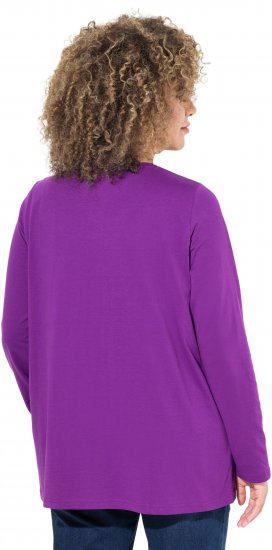 Ulla Popken Christmas Squirrel Long Sleeve Graphic Tee Dark Purple - Tryckta T-shirts för dam i stora storlekar - 