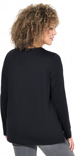 Ulla Popken Metallic Graphic Holiday Tee Black - Tryckta T-shirts för dam i stora storlekar - 
