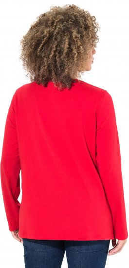 Ulla Popken Metallic Graphic Holiday Tee Salsa Red - Tryckta T-shirts för dam i stora storlekar - 