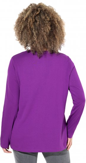 Ulla Popken Metallic Graphic Holiday Tee Dark Purple - Tryckta T-shirts för dam i stora storlekar - 