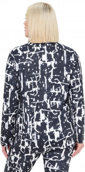 Ulla Popken Quick Drying Abstract Print Tee Black - Tryckta T-shirts för dam i stora storlekar - 