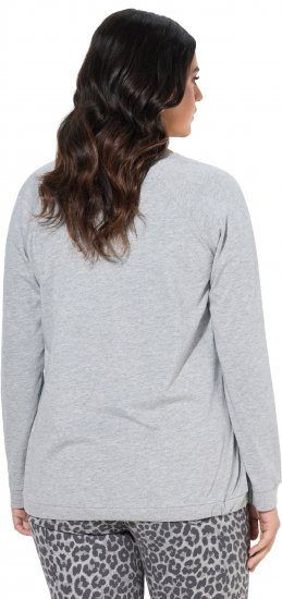 Ulla Popken Magic Feeling Long Sleeve Graphic Tee Light Grey Melange - Tryckta T-shirts för dam i stora storlekar - 