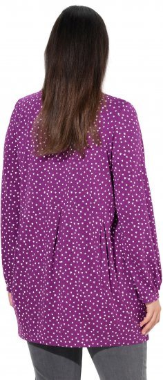 Ulla Popken Pleated Confetti Print Long Sleeve Tee Light Plum - Tryckta T-shirts för dam i stora storlekar - 
