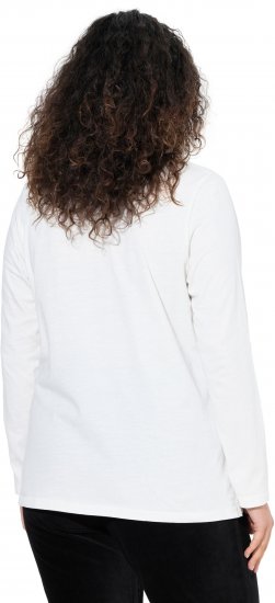 Ulla Popken Motivational Graphic Long Sleeve Tee Off-White - Tryckta T-shirts för dam i stora storlekar - 