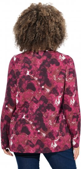Ulla Popken Abstract Print Long Sleeve Tee Dark Ruby - Tryckta T-shirts för dam i stora storlekar - 