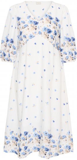 Kaffe Curve Rosa Midi Dress Blue Tones Border Flower - Klänningar - 
