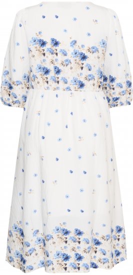 Kaffe Curve Rosa Midi Dress Blue Tones Border Flower - Klänningar - 