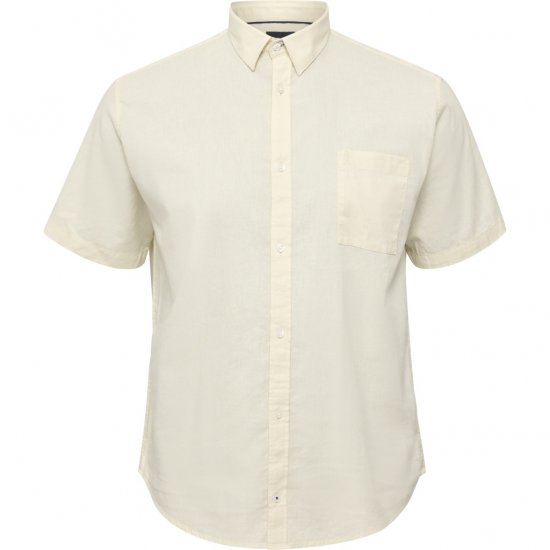 North Latitude Shirt Linen Cotton Short Sleeve Off-White - Skjortor - Stora skjortor - 2XL-8XL
