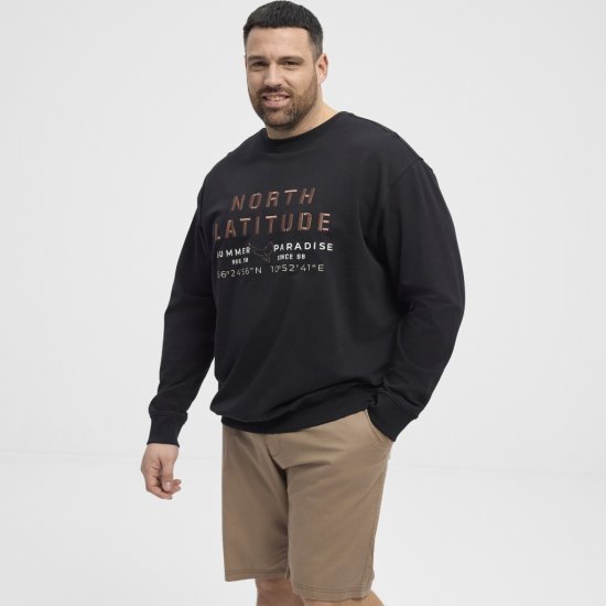 North Latitude Sweatshirt Black - Tröjor & hoodies - Stora hoodies & tröjor - 2XL-14XL
