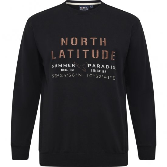 North Latitude Sweatshirt Black - Tröjor & Hoodies - Stora hoodies & tröjor - 2XL-14XL