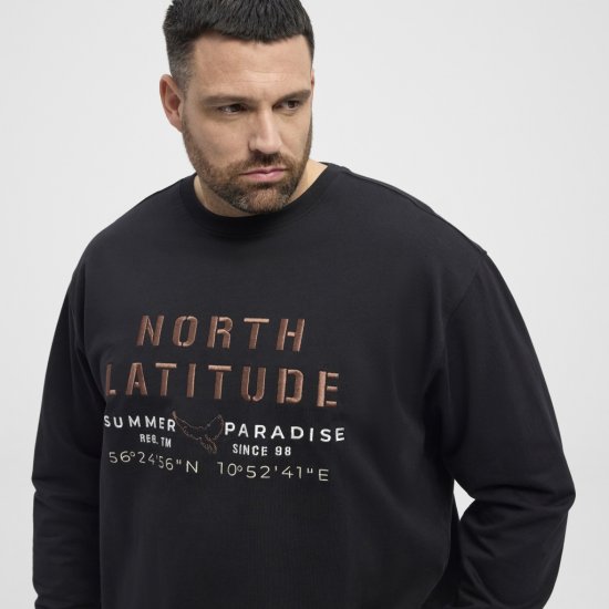 North Latitude Sweatshirt Black - Tröjor & hoodies - Stora hoodies & tröjor - 2XL-14XL