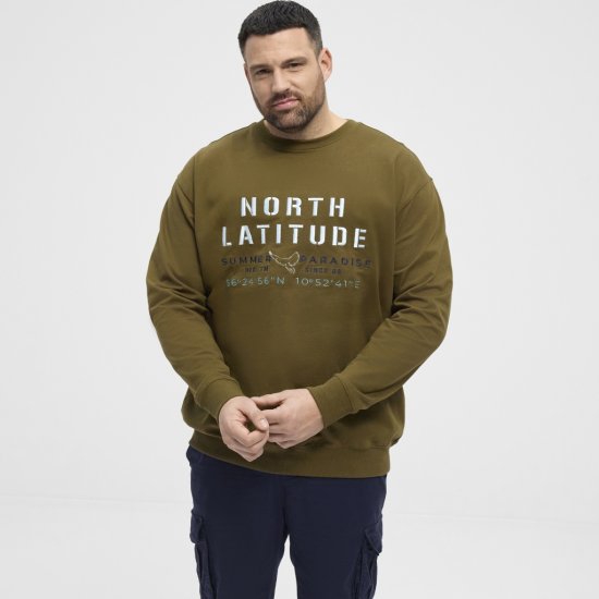 North Latitude Sweatshirt Army Green - Tröjor & hoodies - Stora hoodies & tröjor - 2XL-14XL