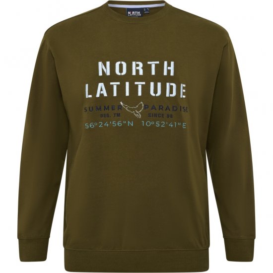 North Latitude Sweatshirt Army Green - Tröjor & hoodies - Stora hoodies & tröjor - 2XL-14XL