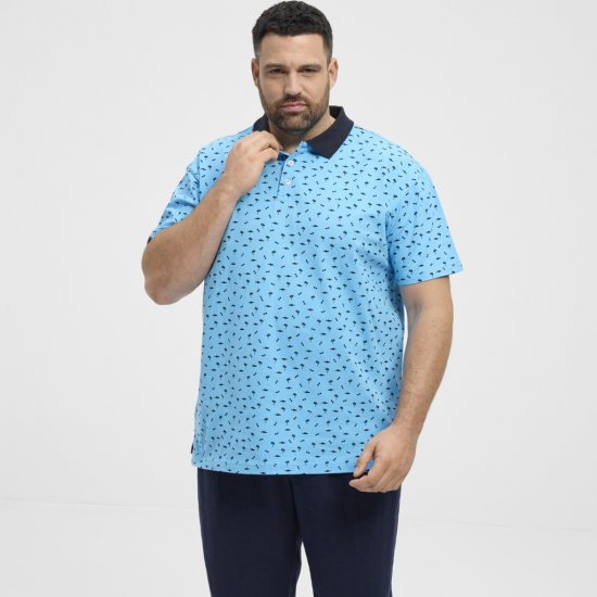 North Latitude Polo Pique Printed Turquoise - Pikétröjor - Stora pikétröjor - 2XL-8XL