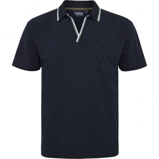 North Latitude Polo Pique V-Neck Navy - Pikétröjor - Stora pikétröjor - 2XL-8XL