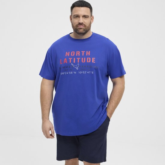 North Latitude T-shirt Printed Short Sleeve Blue - T-shirts - Stora T-shirts - 2XL-14XL