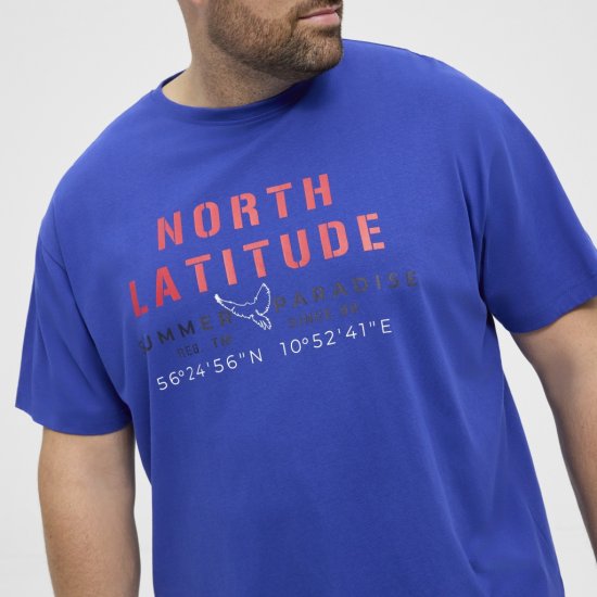 North Latitude T-shirt Printed Short Sleeve Blue - T-shirts - Stora T-shirts - 2XL-14XL