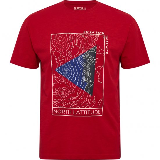 North Latitude T-Shirt Printed Short Sleeve Red - T-shirts - Stora T-shirts - 2XL-14XL