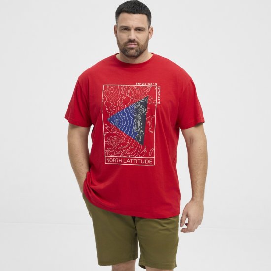 North Latitude T-Shirt Printed Short Sleeve Red - T-shirts - Stora T-shirts - 2XL-14XL
