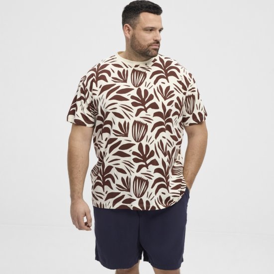 North Latitude T-Shirt Printed Allover Bordeaux - T-shirts - Stora T-shirts - 2XL-14XL