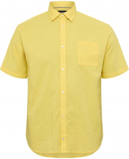 North Latitude Shirt Linen Cotton Short Sleeve TALL Yellow - HERRKLÄDER MT-6XLT - Kläder för långa män