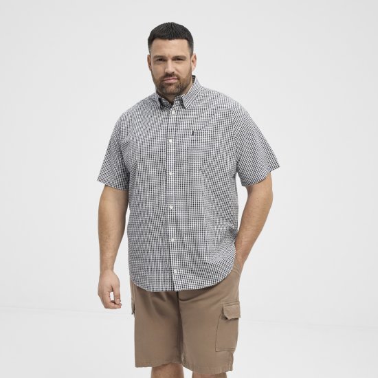 North Latitude Shirt Short Sleeve Checked Grey - Skjortor - Stora skjortor - 2XL-8XL